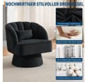 GarveeMore Drehsessel 360-Grad-Sessel mit Samtpolsterung, gestreifter Rückenlehne, für Wohnzimmer, Schlafzimmer Bild 4