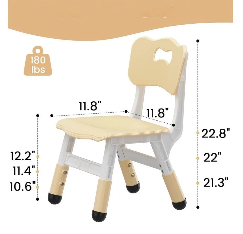 GarveeMore Kindersitzgruppe Kinderstuhl Set 3-stufig Höhenverstellbar Gelb - Bild 4
