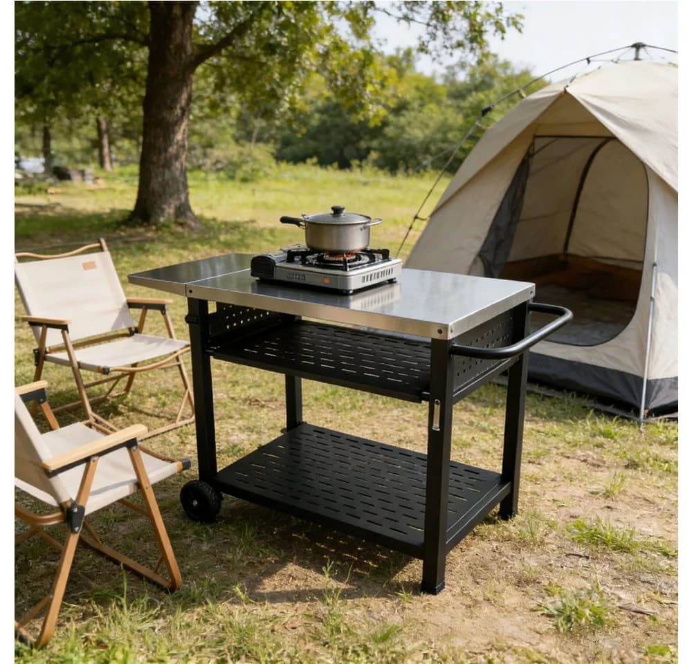 GarveeMore Outdoor Grill Cart mit drei Regal Pizza Ofen Tisch - Bild 4