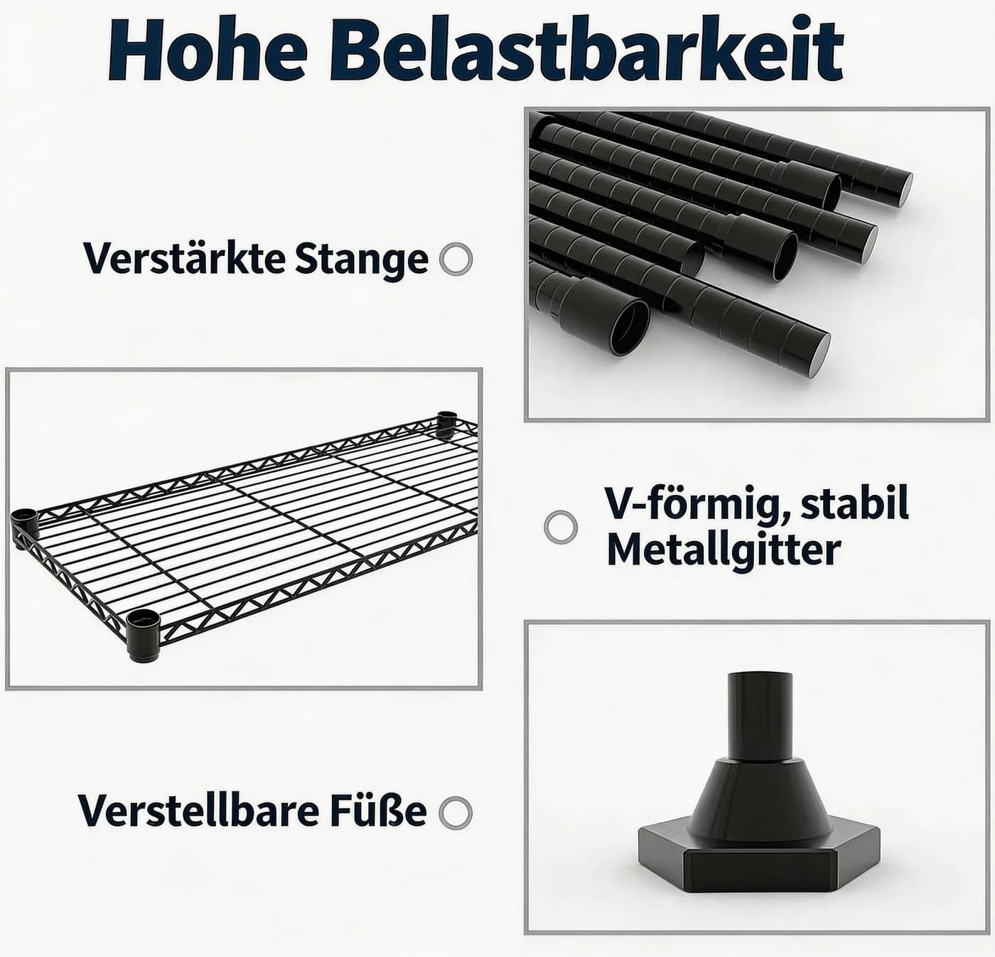 GarveeMore Schwerlastregal 4-stufig Metall Grau - Bild 3