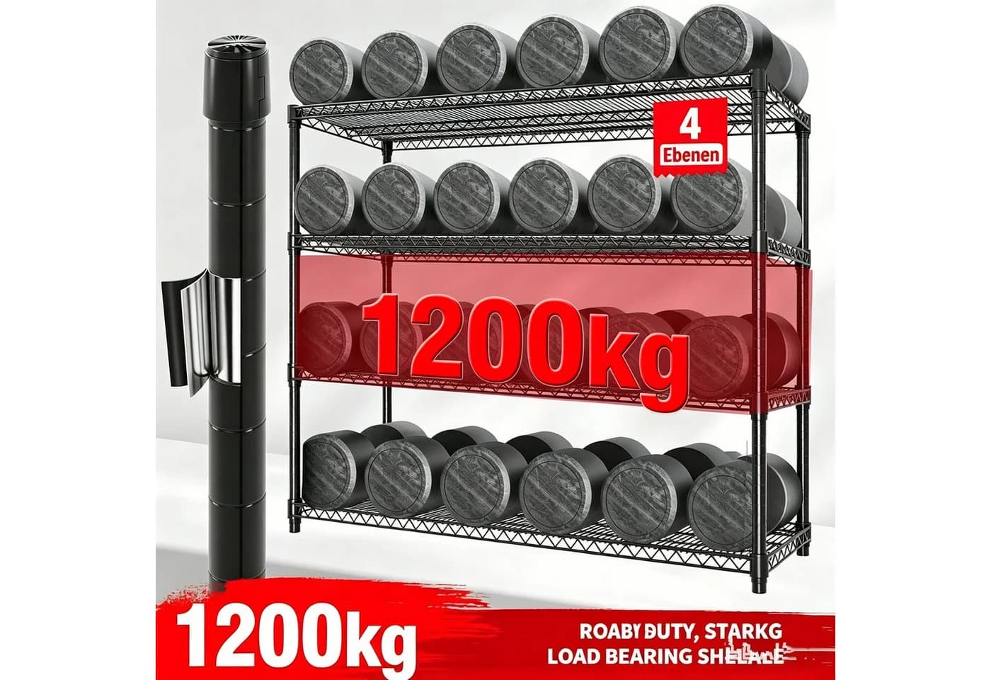 GarveeMore Schwerlastregal 1500 kg Metallrollregal grau - Bild 4