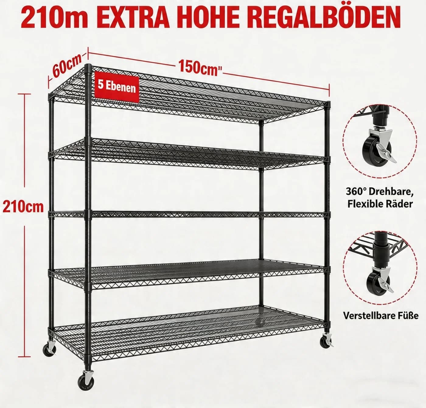 GarveeMore Schwerlastregal 1500 Kg Rollregal Metall