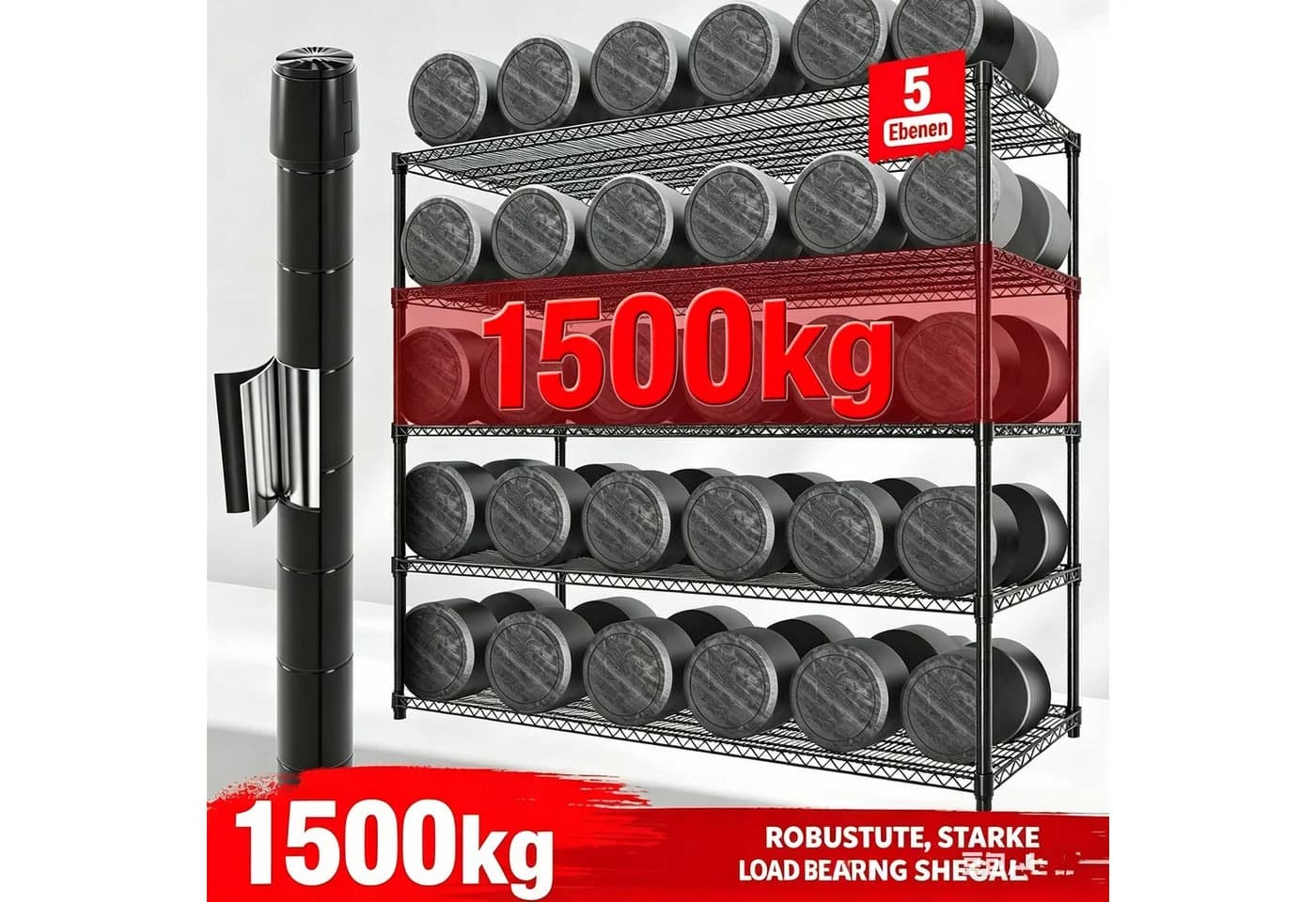 GarveeMore Schwerlastregal 1500 Kg Rollregal Metall - Bild 5