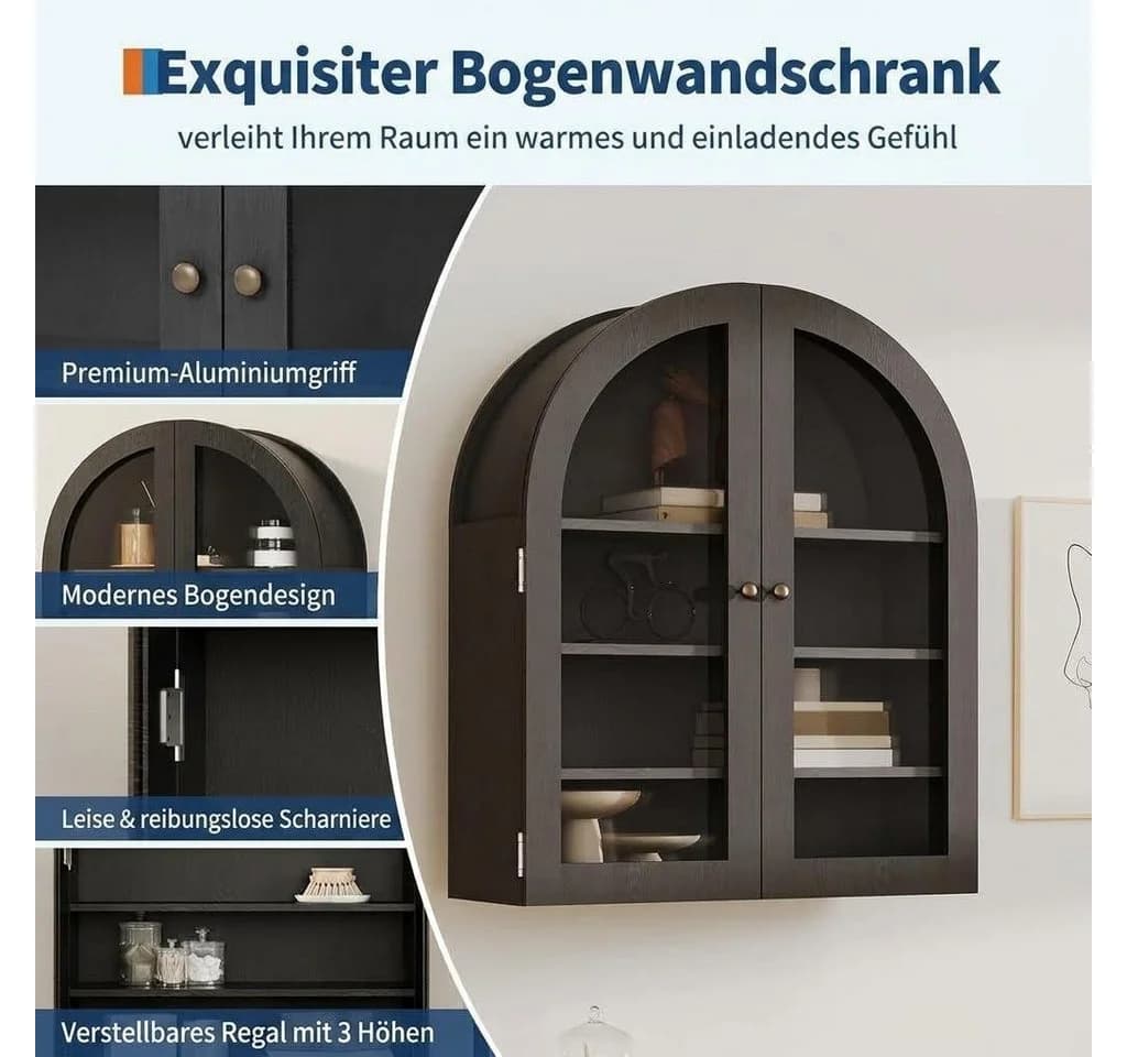 GarveeMore Hängeschrank mit Acryltüren und verstellbaren Regalen - Bild 4
