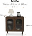 GarveeMore Sideboard mit 2 Glastüren Braun Glas Massivholz Bild 1