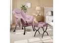 GarveeMore Ohrensessel Rosa mit klappbarem Hocker Bild 2