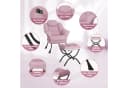 GarveeMore Ohrensessel Rosa mit klappbarem Hocker Bild 3