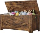 GarveeMore Sitztruhe 100cm Aufbewahrungsbank Holz Sicherheitsscharniere Bild 2