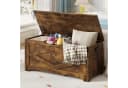 GarveeMore Sitztruhe 100cm Aufbewahrungsbank Holz Sicherheitsscharniere Bild 5