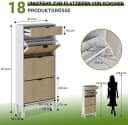 GarveeMore Schuhschrank 3 Klappfächer 1 Schublade Weiß Bild 1