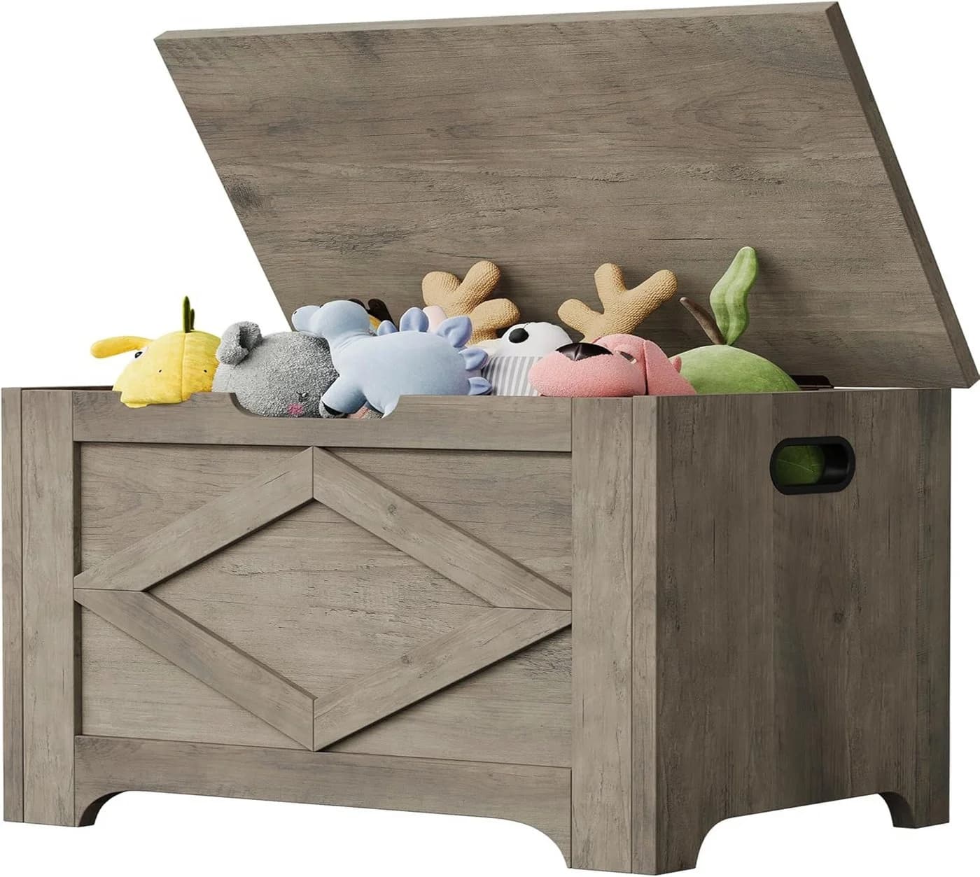 GarveeMore Spielzeugtruhe Aufbewahrungsbank aus Holz 60x40x45cm - Bild 2
