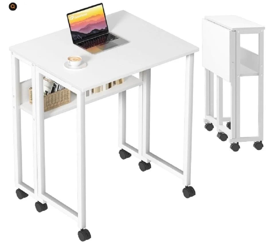 GarveeMore Klappbarer Schreibtisch mit Spanplattenplatte und Metallgestell - Bild 2