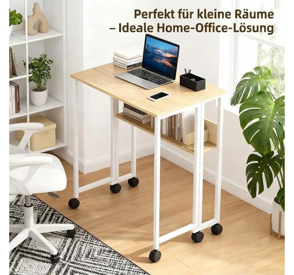 GarveeMore Klappbarer Schreibtisch mit Spanplattenplatte und Metallgestell - Bild 3