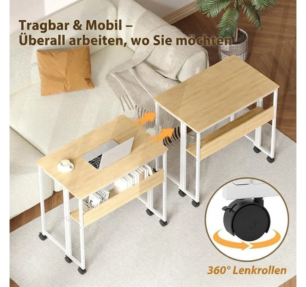 GarveeMore Klappbarer Schreibtisch mit Spanplattenplatte und Metallgestell - Bild 4