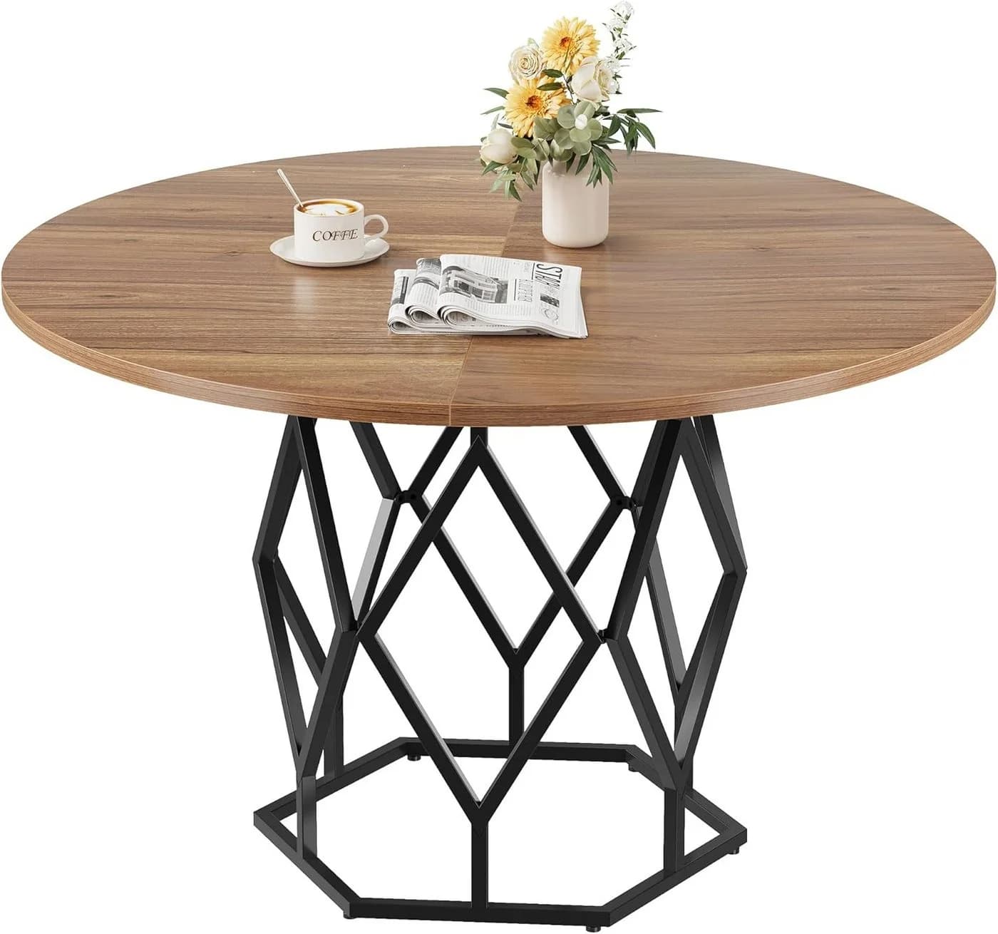 GarveeMore Esstisch Runder 120cm Landhaus-Esstisch für 4-6 Personen - Bild 2