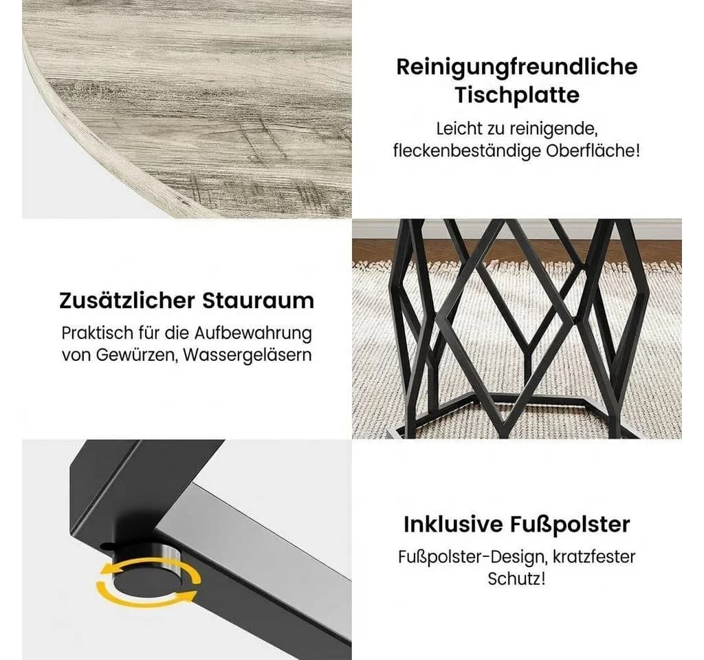 GarveeMore Esstisch Runder 120cm Landhaus-Esstisch für 4-6 Personen - Bild 3