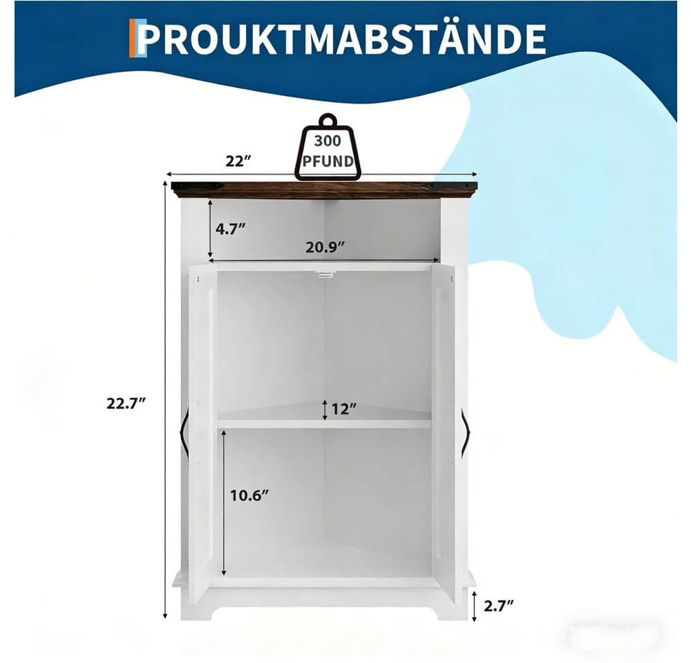 GarveeMore Badkommode Badezimmer Ecke Aufbewahrungsschrank Retro