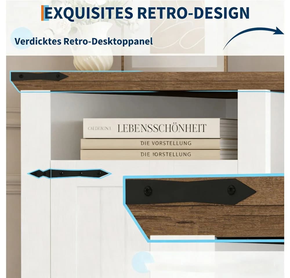 GarveeMore Badkommode Badezimmer Ecke Aufbewahrungsschrank Retro - Bild 4