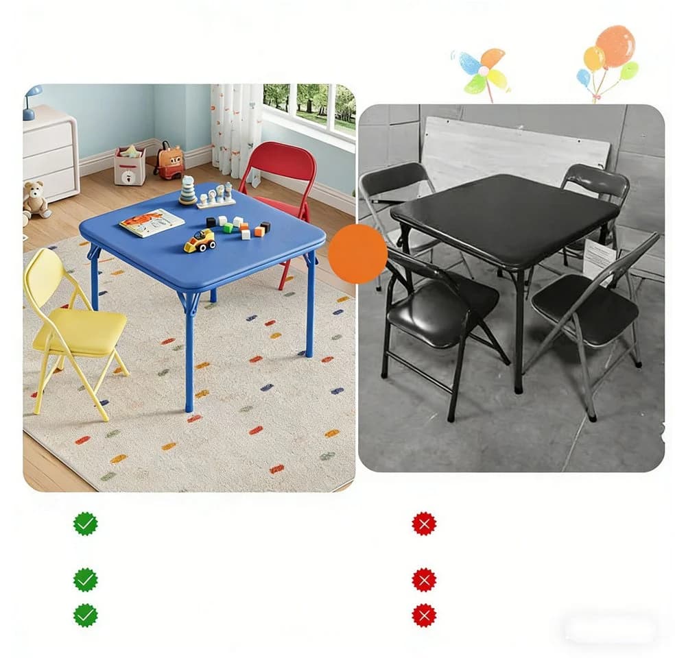 GarveeMore Kindertisch Klappbar 2 Stühle Set Schwarz - Bild 3