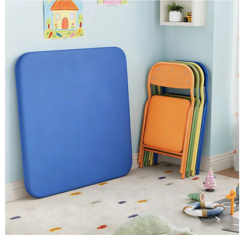 GarveeMore Kindertisch Klappbar 2 Stühle Set Schwarz - Bild 4