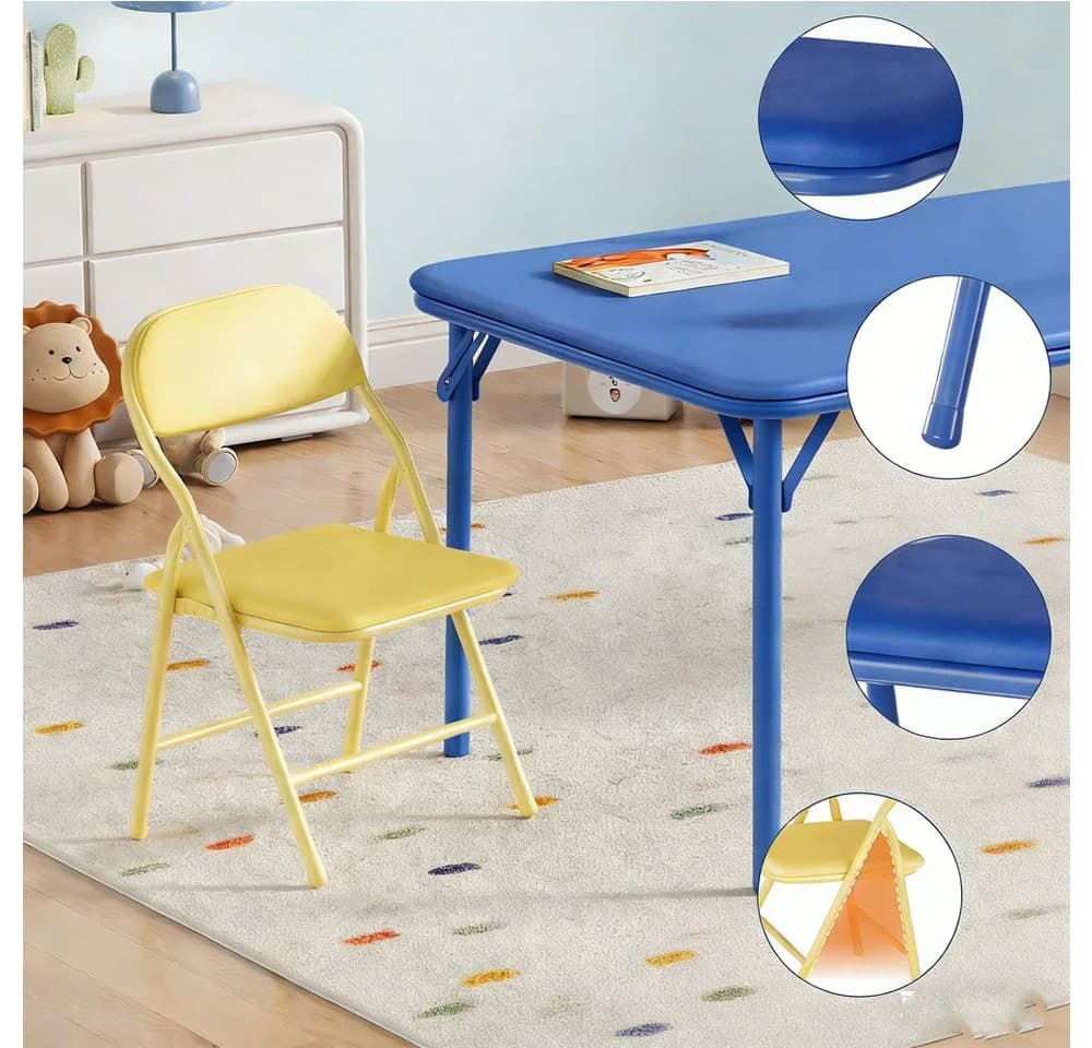 GarveeMore Kindertisch Klappbar 2 Stühle Set Schwarz - Bild 5