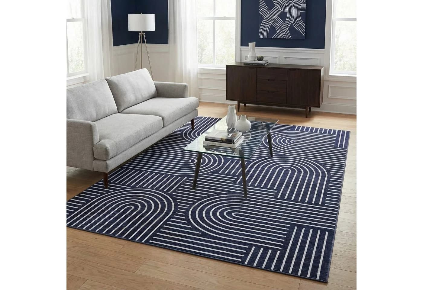 GarveeMore Teppich Rhythmus und Prosodie Rechteckig Grau Blau - Bild 2