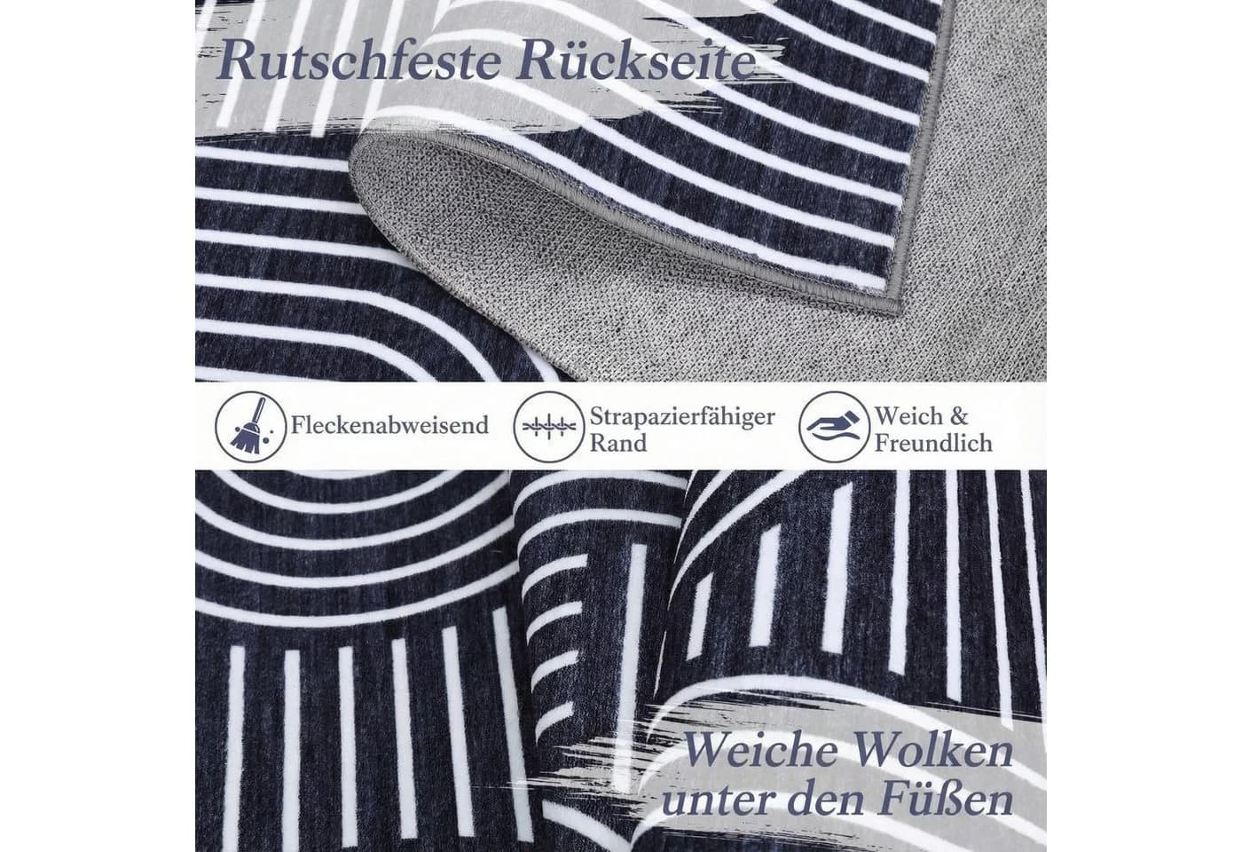 GarveeMore Teppich Rhythmus und Prosodie Rechteckig Grau Blau - Bild 3