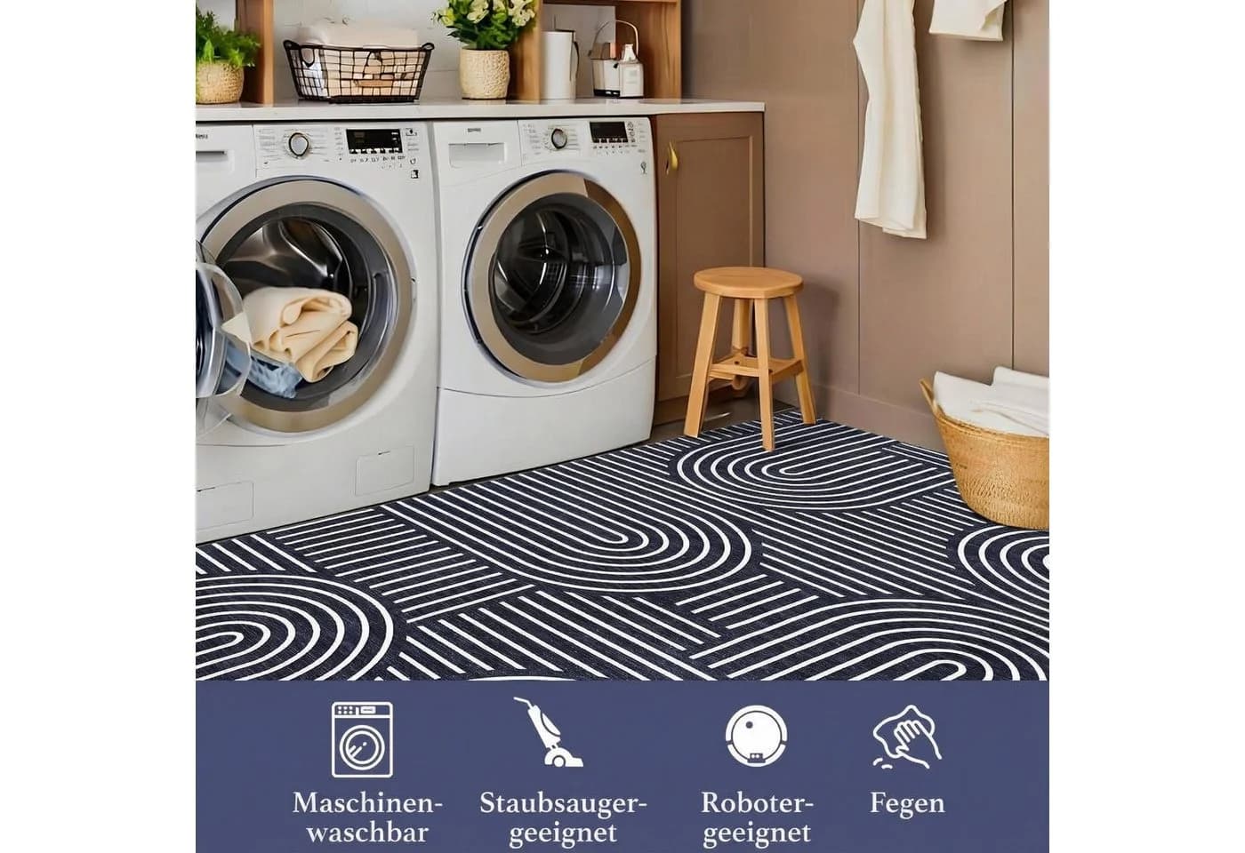 GarveeMore Teppich Rhythmus und Prosodie Rechteckig Grau Blau - Bild 4