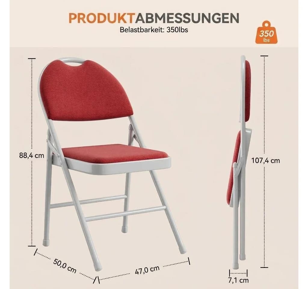GarveeMore Klappstuhl Gästestuhl 6er Set Weiß - Bild 3
