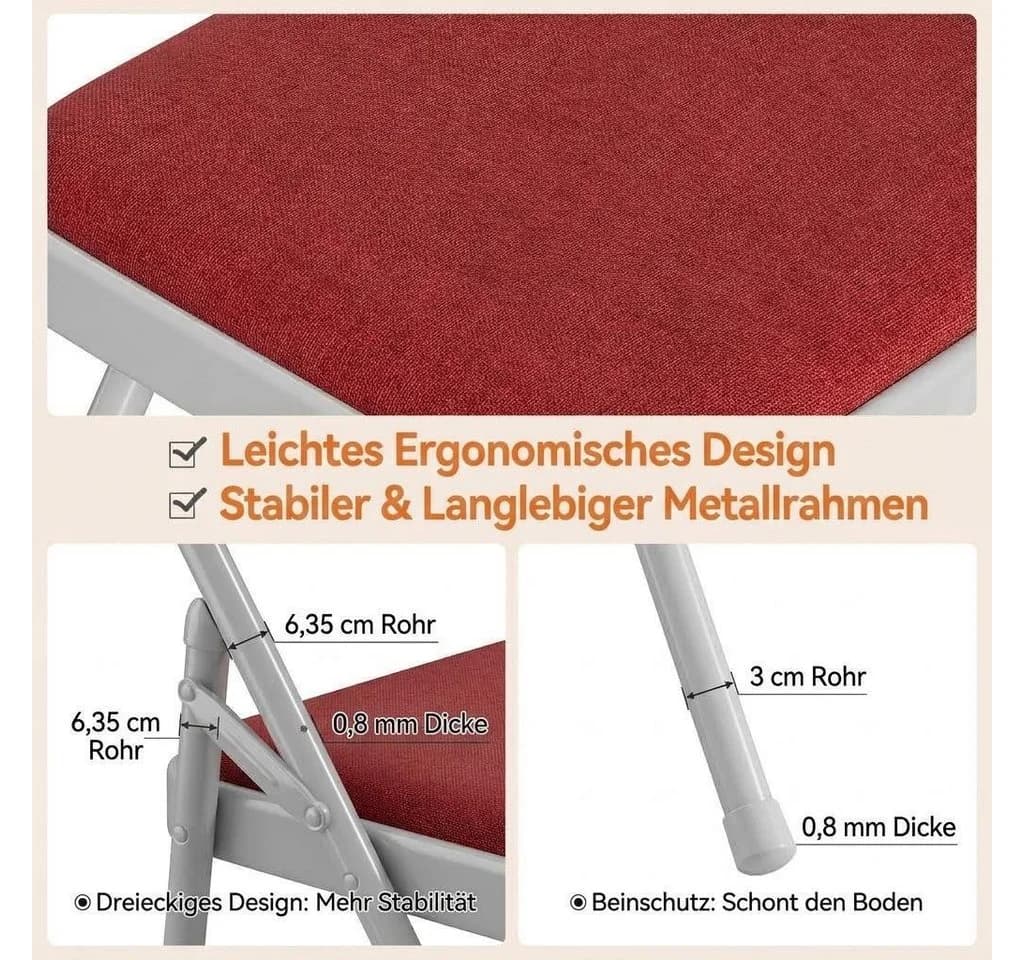 GarveeMore Klappstuhl Gästestuhl 6er Set Weiß - Bild 4