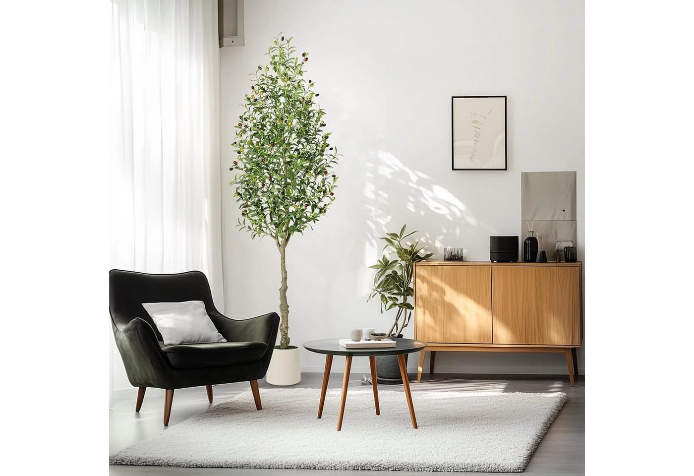 GarveeMore Künstlicher Olivenbaum 210 cm Grün Weiss
