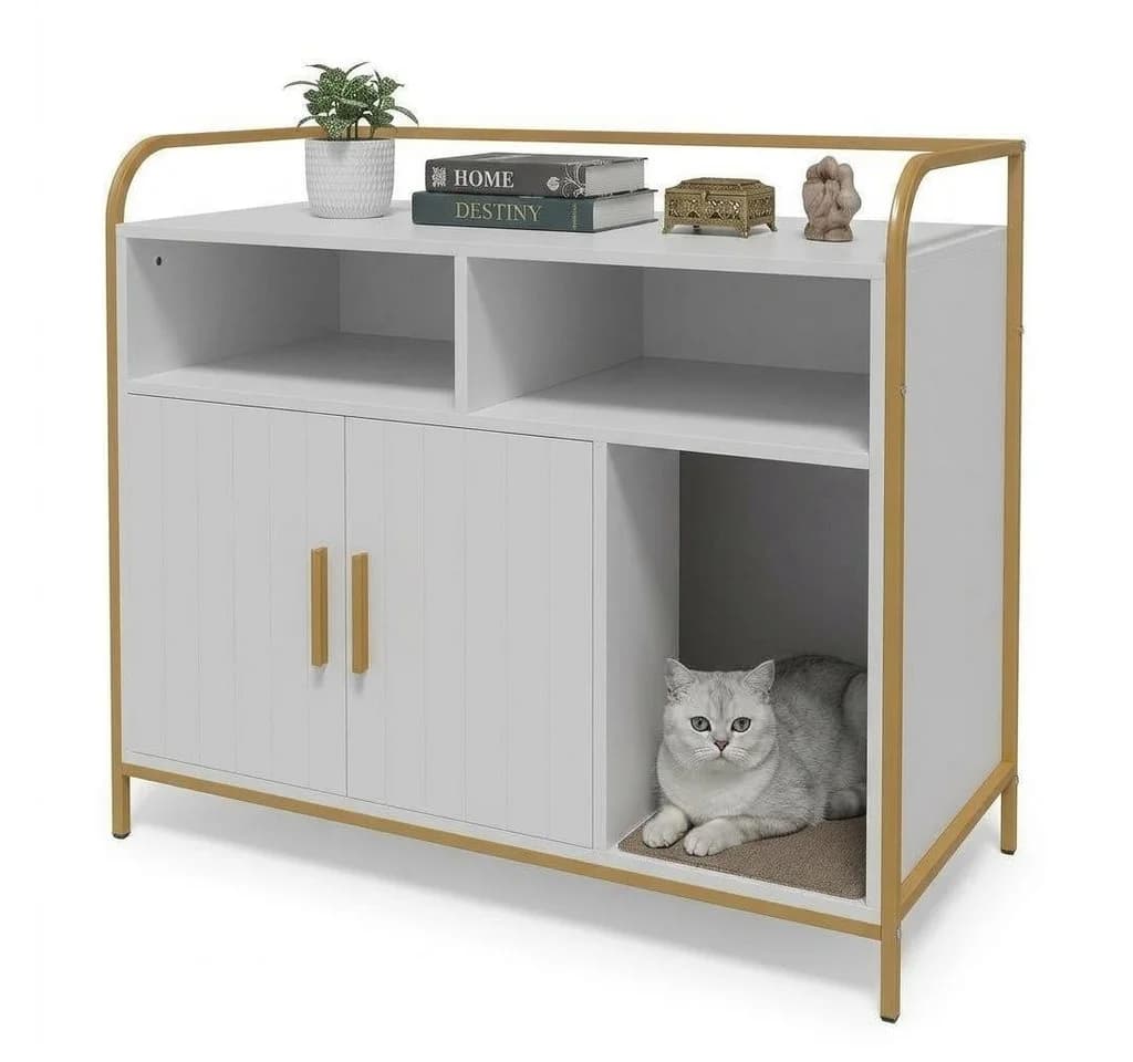 GarveeMore Katzentoilette mit Metallrahmen und Stauraum - Bild 2