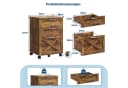 GarveeMore Aktenschrank Rollcontainer 3 Schubladen Braun Massivholz Bild 3