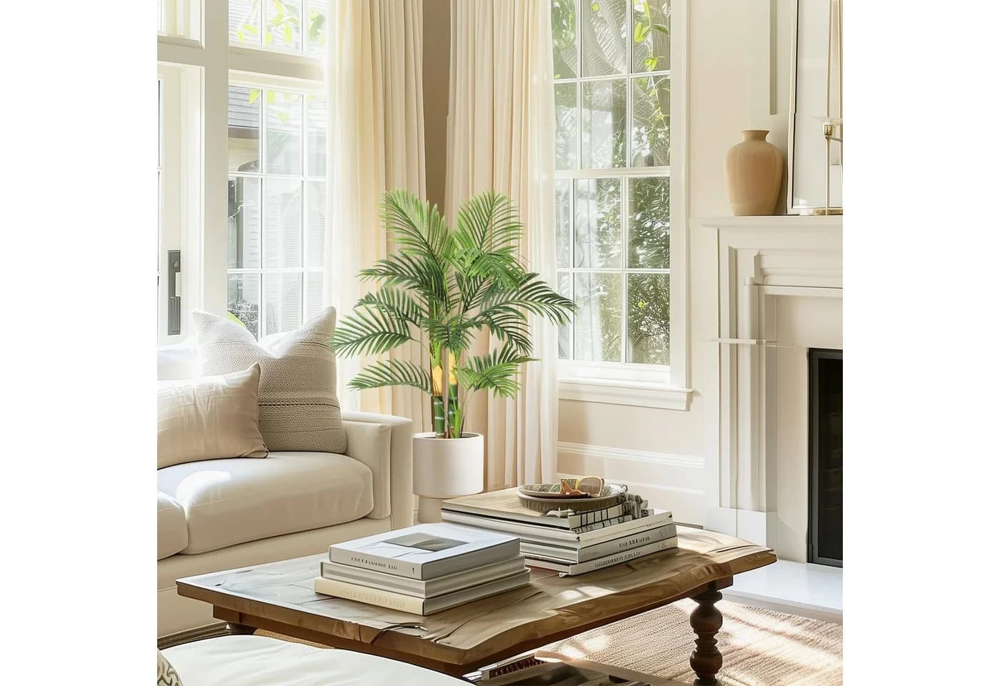 Kunstbaum 2er-Set Kunstpalme Künstliche Palme Kunstpflanzen 122/152cm, GarveeMore
