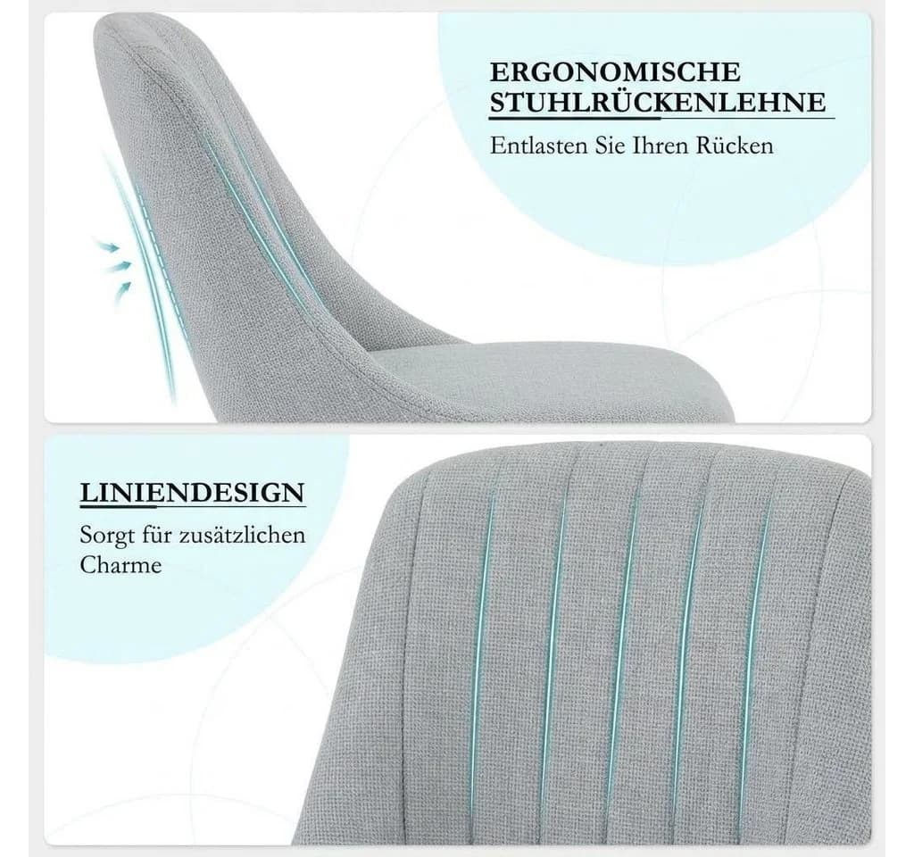 GarveeMore Esszimmerstuhl Set 4er Grau Moderner Küchenstuhl - Bild 4