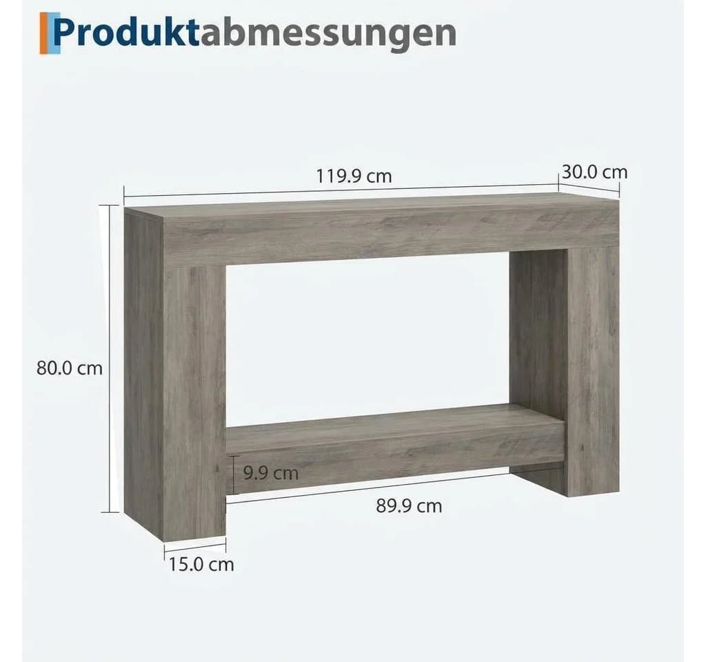 GarveeMore Konsolentisch 2-stufig Grau Holz