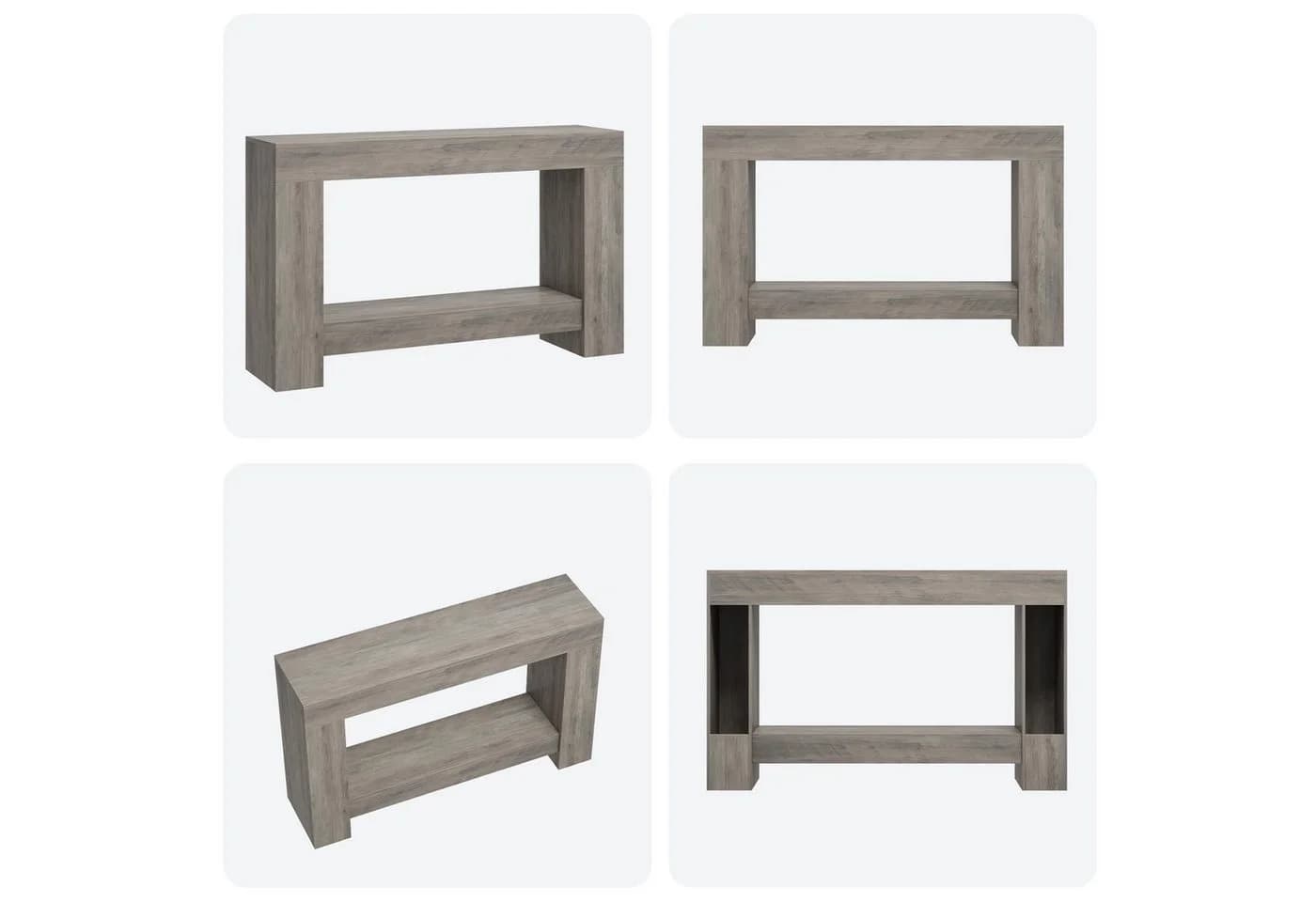GarveeMore Konsolentisch 2-stufig Grau Holz - Bild 5