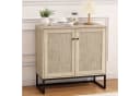 GarveeMore Sideboard 2 Türen Eichenoptik Wiener Geflecht Schwarz Bild 1