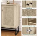 GarveeMore Sideboard 2 Türen Eichenoptik Wiener Geflecht Schwarz Bild 4