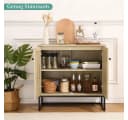 GarveeMore Sideboard 2 Türen Eichenoptik Wiener Geflecht Schwarz Bild 5