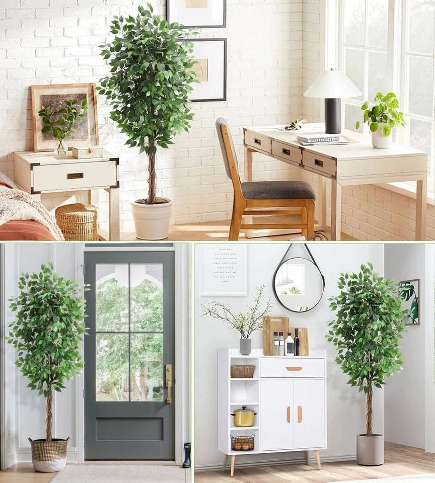 GarveeMore Künstlicher Ficus-Baum 122 cm Grün mit Zementtopf - Bild 5