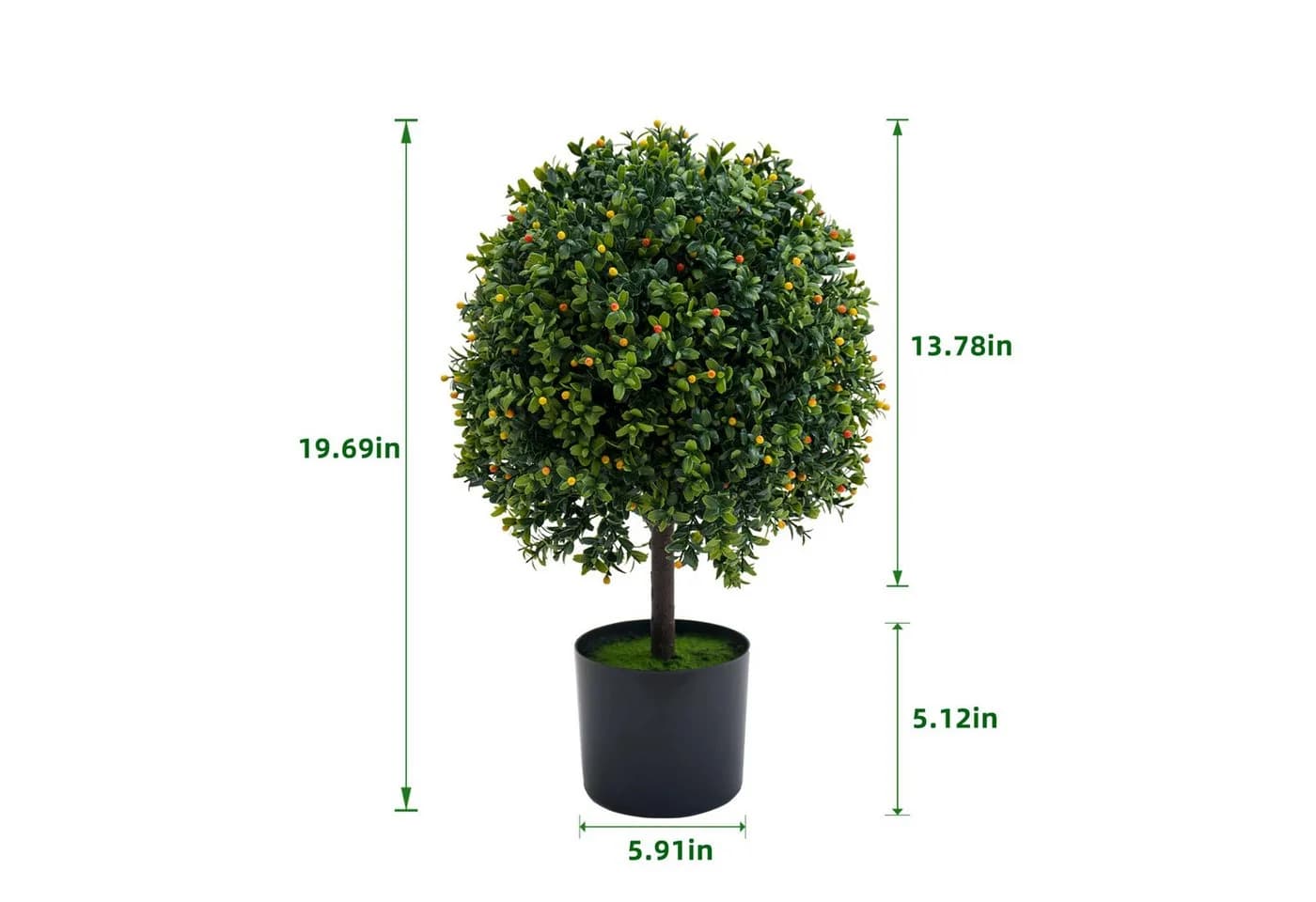 GarveeMore Künstlicher Buchsbaum mit Früchten 50 cm Grün - Bild 5