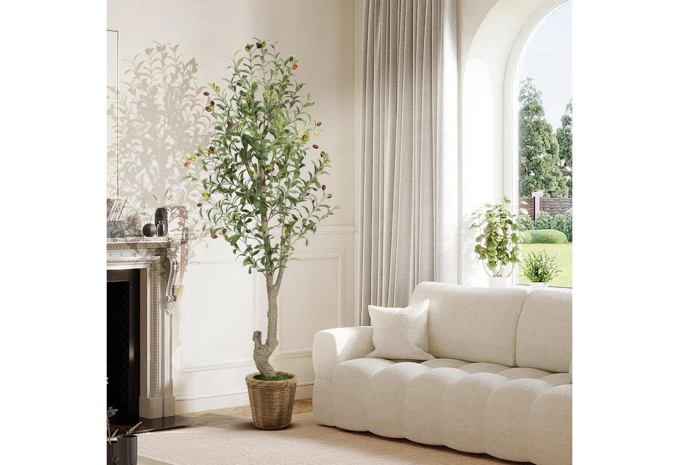 GarveeMore Künstlicher Olivenbaum 152 cm Grün Weiß