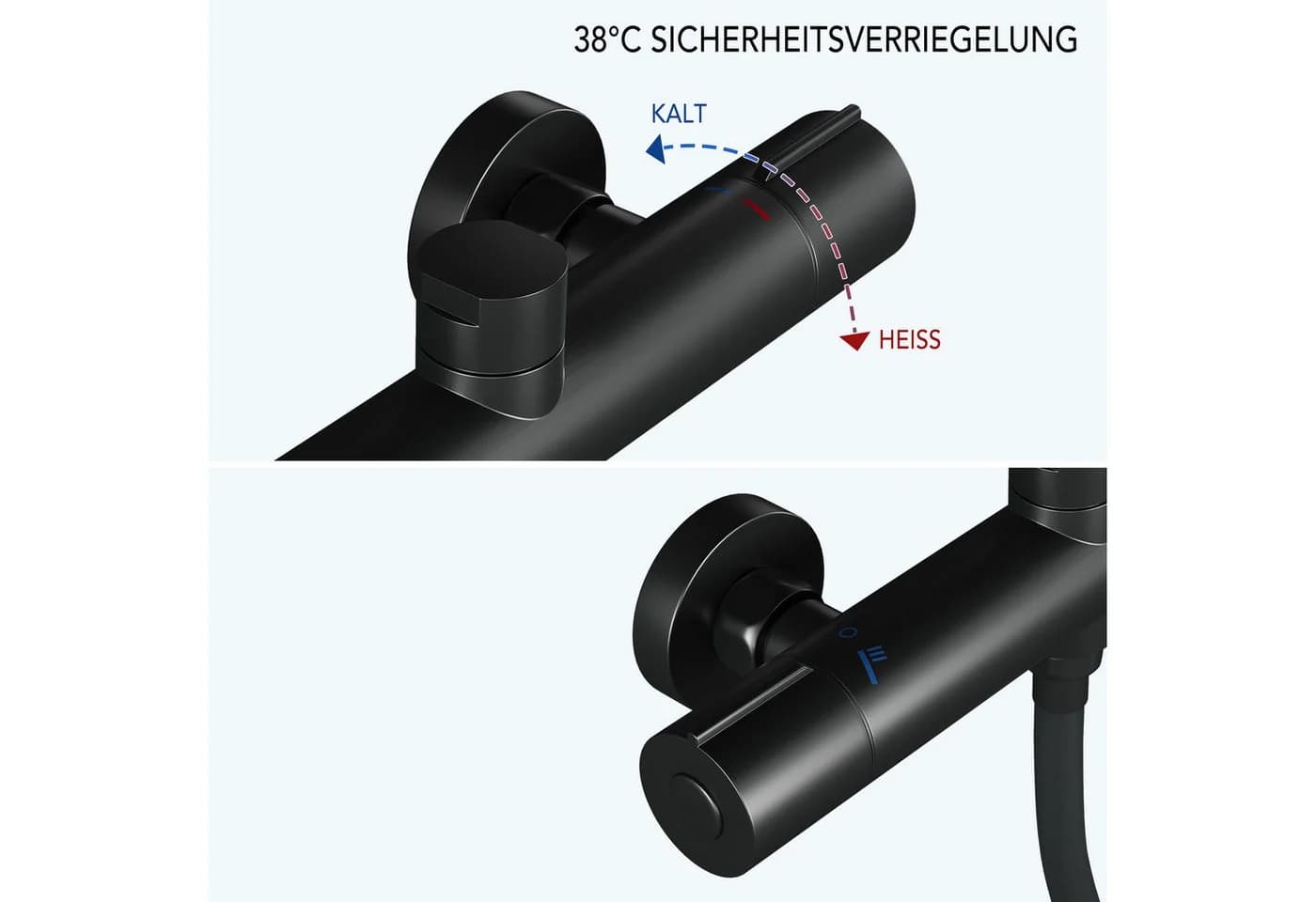 GarveeMore Brausegarnitur Duschsystem mit Thermostat 38°C Duschset Regendusche Set - Bild 3