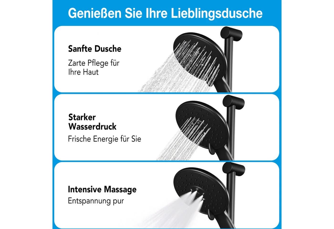 GarveeMore Brausegarnitur Duschsystem mit Thermostat 38°C Duschset Regendusche Set - Bild 4