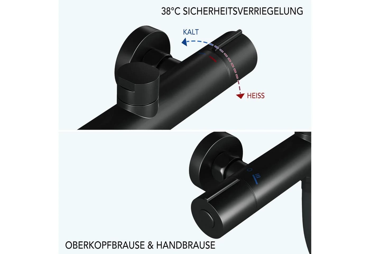 GarveeMore Brausegarnitur Duschsystem mit Thermostat 38°C Duschset Regendusche Set - Bild 3