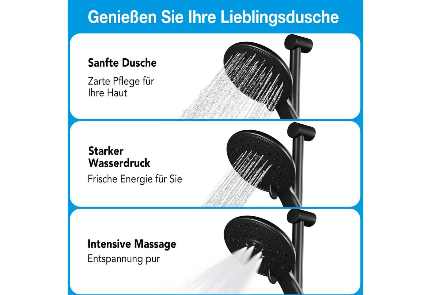 GarveeMore Brausegarnitur Duschsystem mit Thermostat 38°C Duschset Regendusche Set - Bild 5