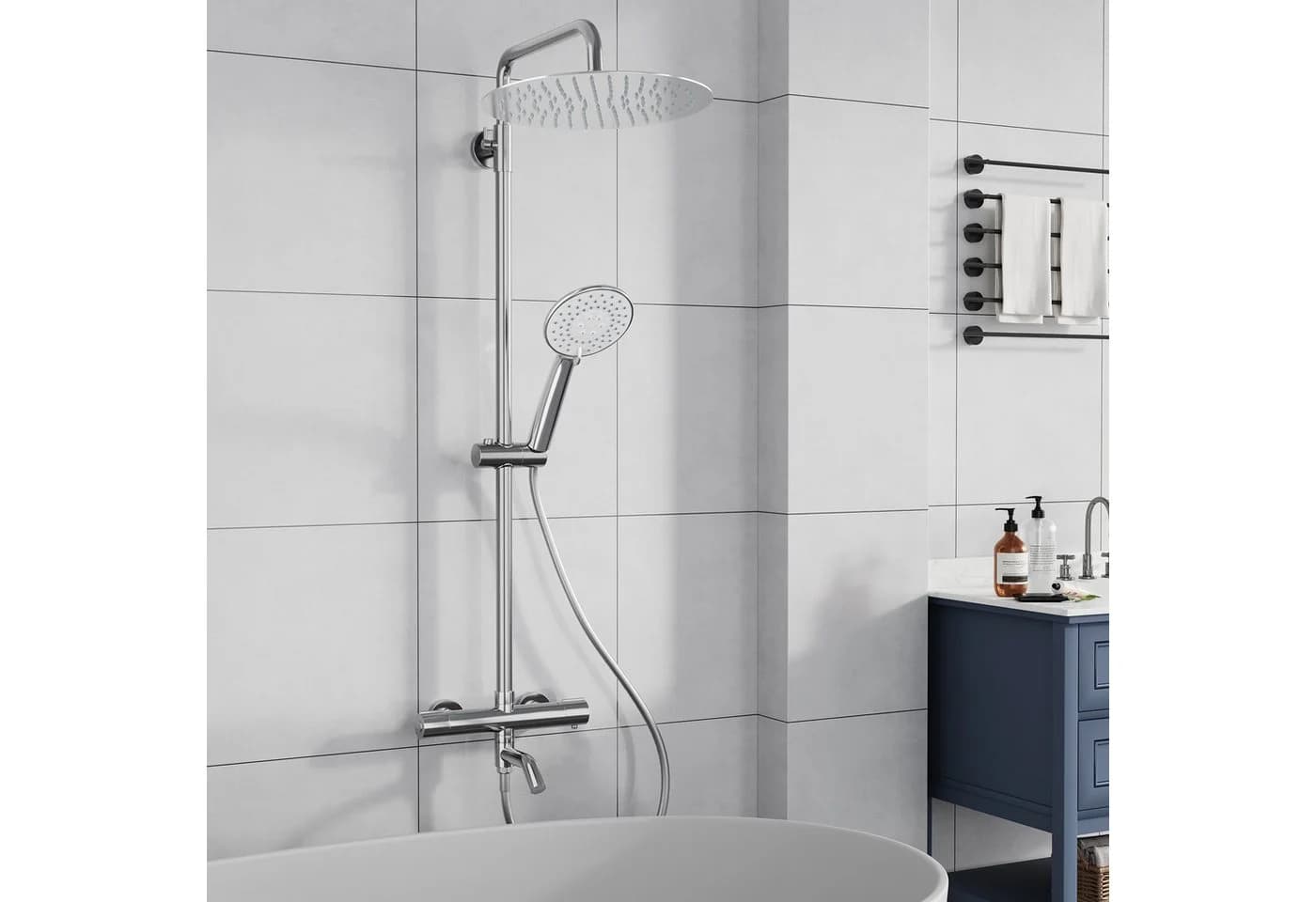 GarveeMore Brausegarnitur mit Thermostat & Regendusche 38°C