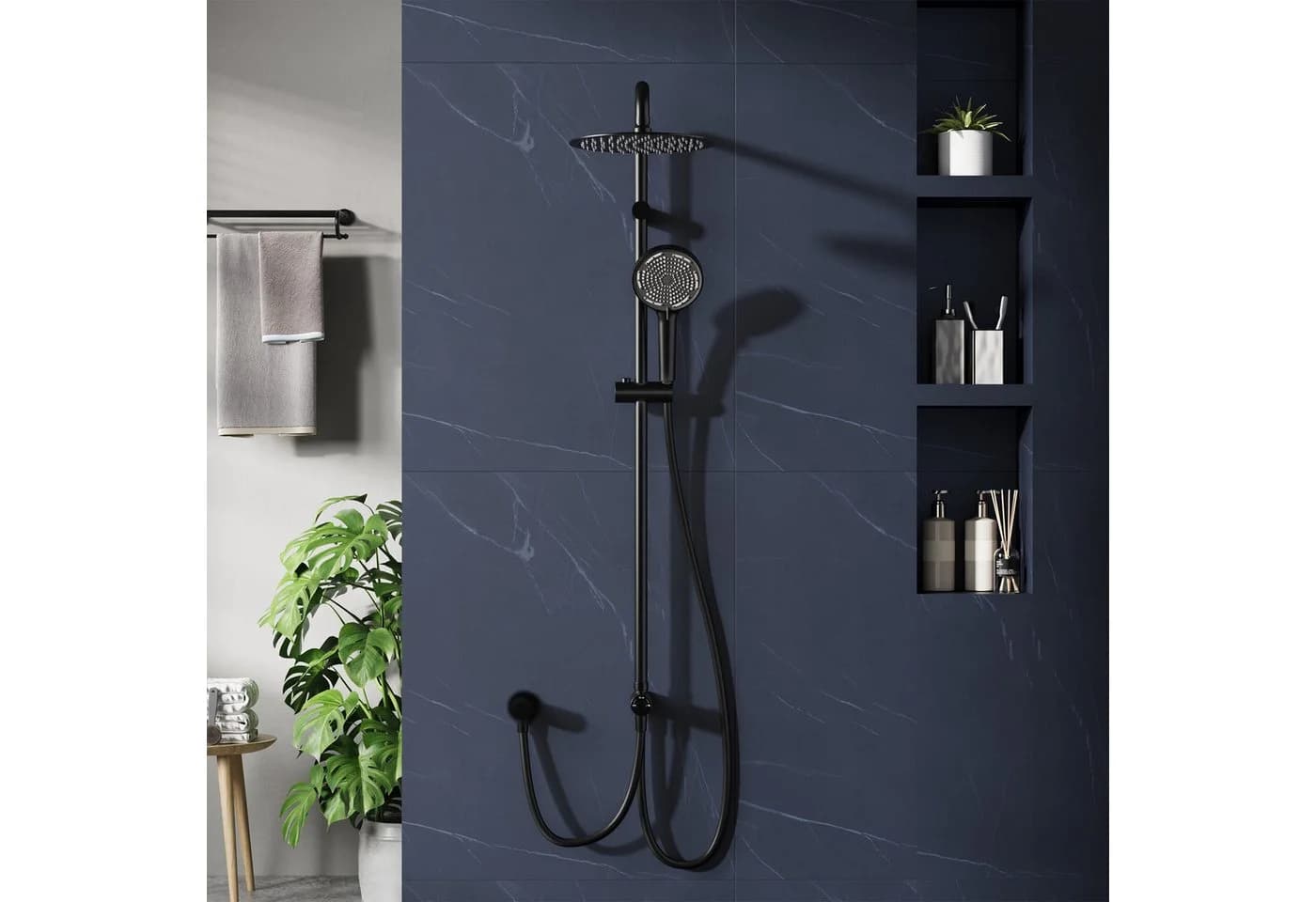 GarveeMore Brausegarnitur Duschsystem Regendusche Schwarz