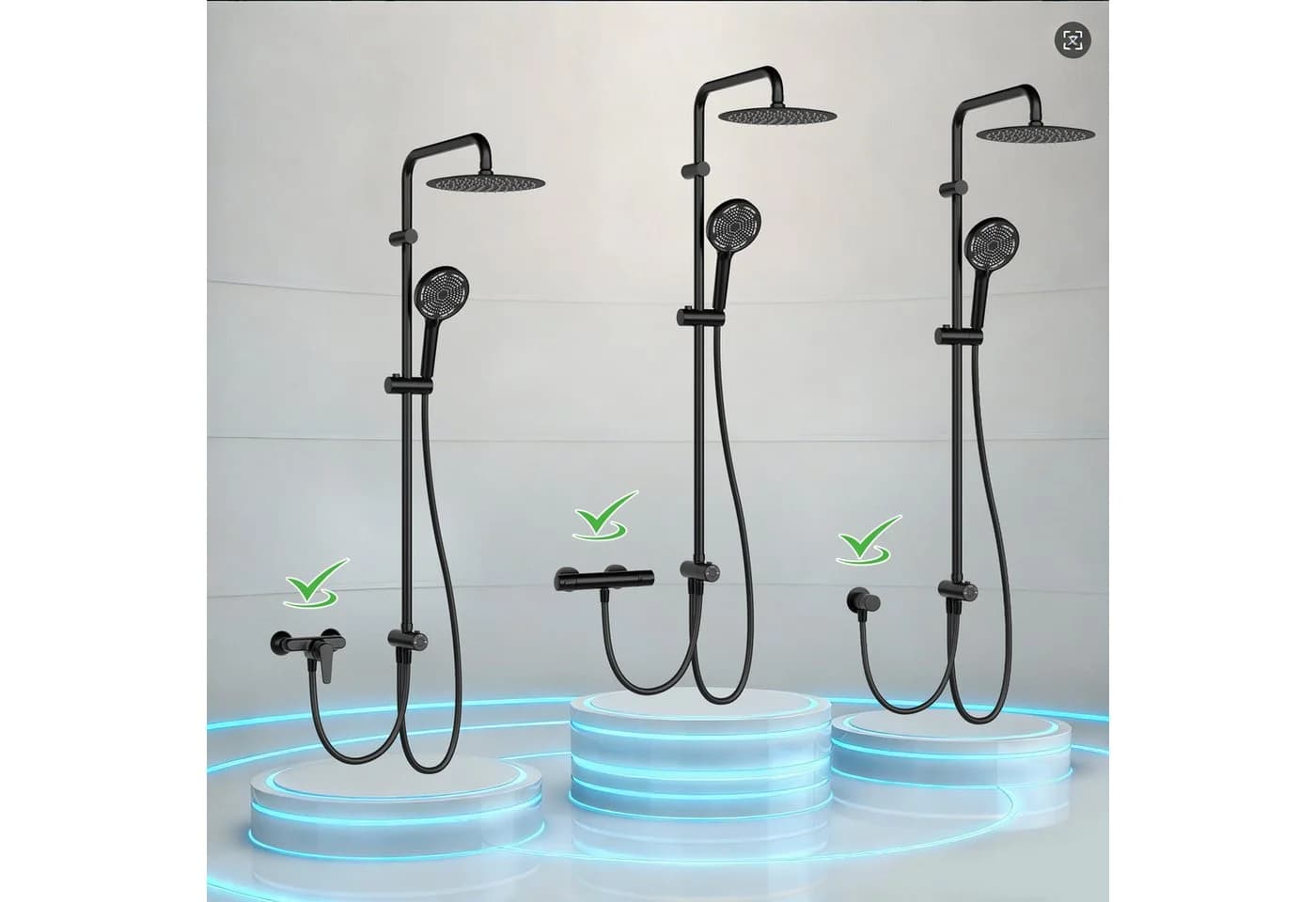 GarveeMore Brausegarnitur Duschsystem Regendusche Schwarz - Bild 5